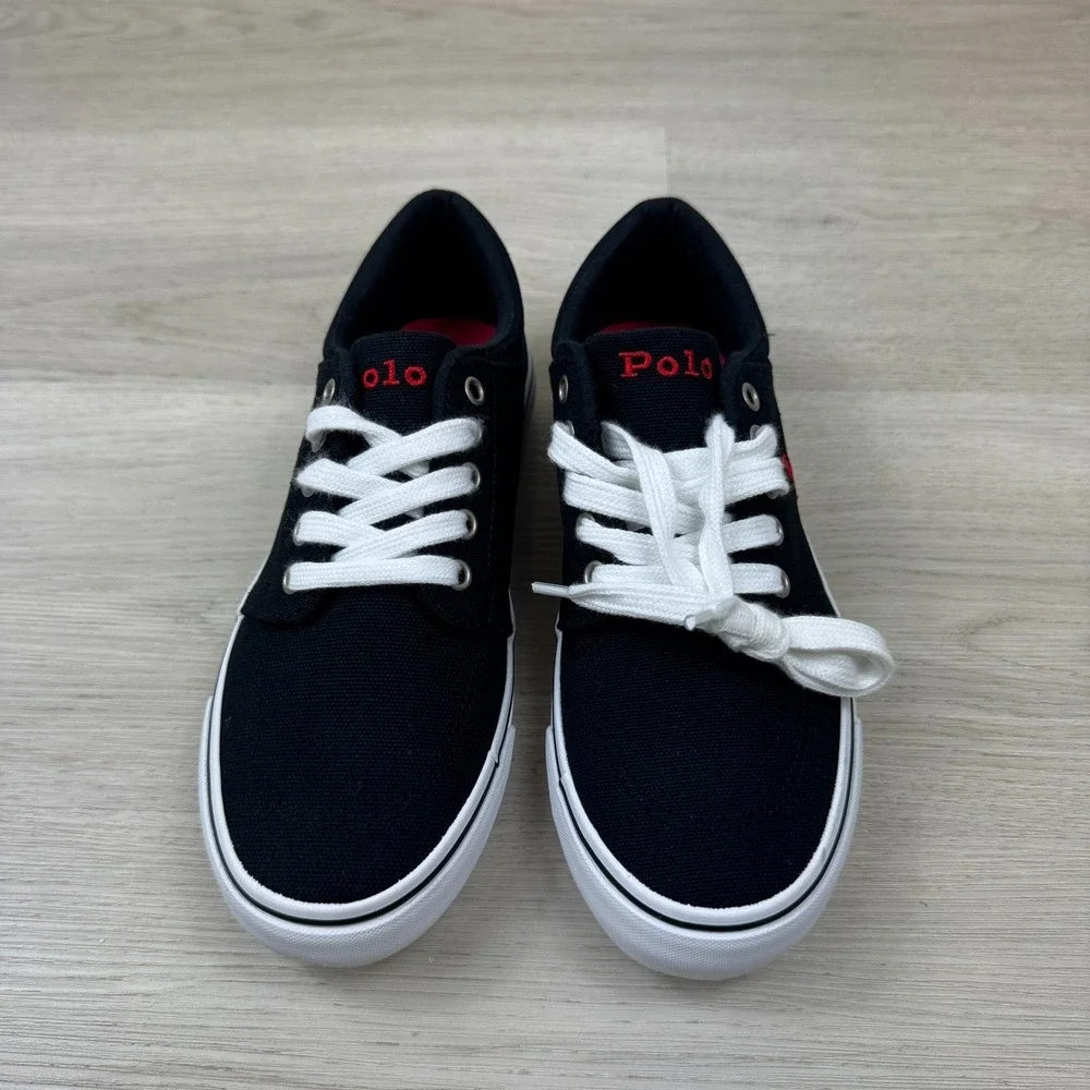 Polo Ralph Lauren Faxson Sneaker Boys 5 Black Red Canvas Pony
